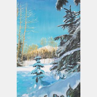 Chen Mao (1942-2011) Winter Scene, Oil on canvas,