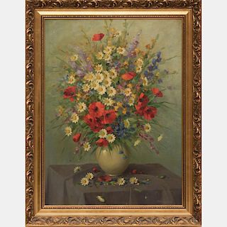 Sandor Nandory (20th Century) Floral Still Life, Oil on canvas,
