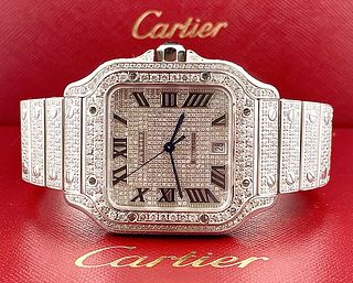 Cartier Santos Large Model 40mm 12Ct Diamond Watch