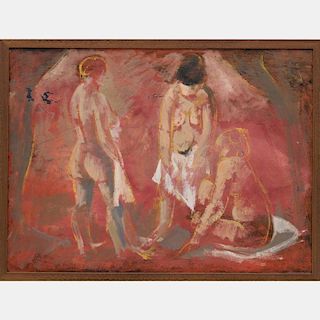 Harold Cohn (1908-1982) Three Nudes, Oil on canvas,
