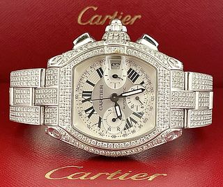 Cartier Roadster XL 43mm Watch customized with 12.00 carats of Genuine Diamonds