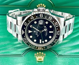 Rolex Mens 40mm Gmt Master II Ceramic Black Dial Stainless Steel Watch