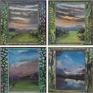 Lilian Tyrrell (1944-2007) A Collection of Four Studies for Tapestries, Pastel drawings,
