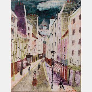 Charles Levier (1920-2004) Paris Street Scene, Oil on panel,