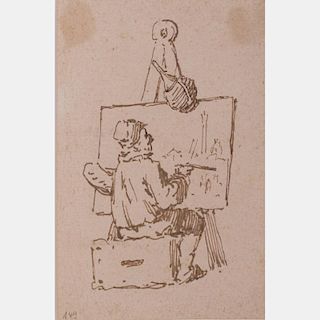 Old Master School (18th/19th Century) Artist at Work, Ink on paper,