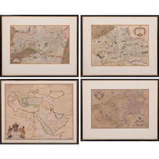 A Group of Four Hand-colored Engraved Maps, 19th/20th Century,