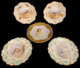 5 French LIMOGES Game Bird Plates