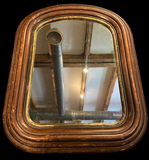 19th C Petite Arched Walnut Mirror 