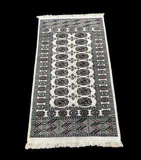 Vintage White Bokhara Oriental Rug