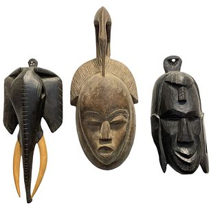 Collection African Kenyan Wood Carved Masks 