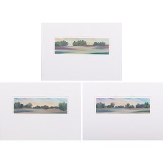Linda Kall (American, 20th Century) A Group of Three Landscapes, Monoprints,