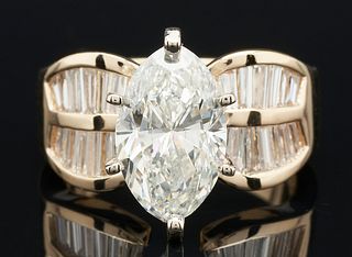 4.00 Carat Marquise Brilliant Cut Diamond Ring, GIA Report