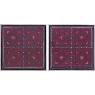 A Pair of Framed Quilts, 20th Century.