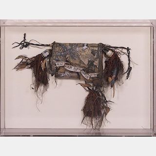 Nina Huryn (American, 20th Century) Titania's Sweet Love, 1993, Tooled and painted leather purse with mixed media,