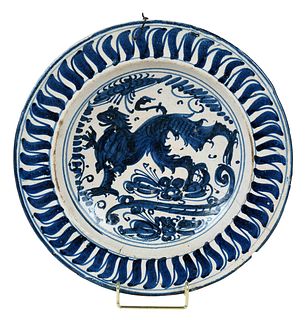 Continental Tin Glazed Blue and White Charger