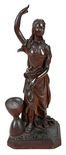 Continental Carved Wood Figure of a Woman