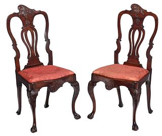 Pair of Continental Baroque Carved Side Chairs