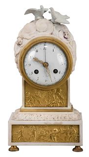French Gilt Bronze and Marble Mantel Clock