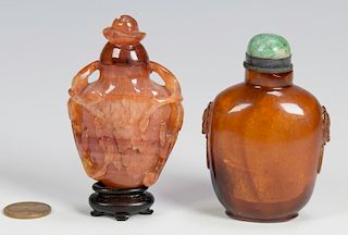 2 Chinese Snuff Bottles inc. amber