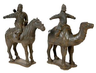 Two Chinese Pottery Riding Figures