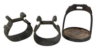 Three Chinese Bronze Iron Stirrups