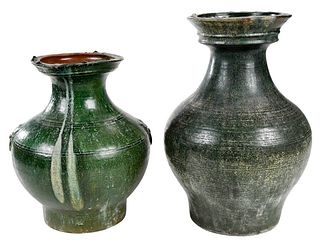 Two Chinese Green Glazed Pottery Vessels