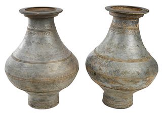 Pair Early Chinese Pottery Jars