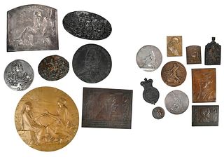 Group of 17 Uniface Plaques and Badges 