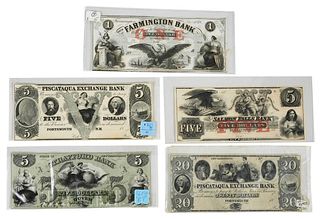 Five New Hampshire Obsolete Bank Notes