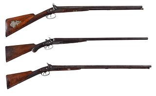 Three Early English Double Barrel Shotguns