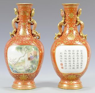 Pr. Chinese Porcelain Wall Pockets