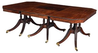Very Fine Classical Mahogany Three Pedestal Dining Table