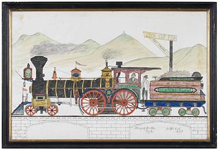 Na‹ve Watercolor of Centennial Train