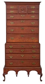 Connecticut Queen Anne Cherry Chest on Chest on Frame