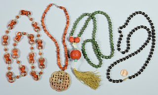 Chinese Carved and/or Beaded Necklaces