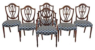Set of Six George III Carved Mahogany Dining Chairs