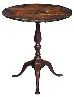Baroque Paint Decorated Oak and Pine Tilt Top Table