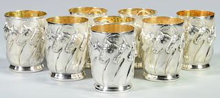 8 Galmer Sterling "Horses" Julep Cups
