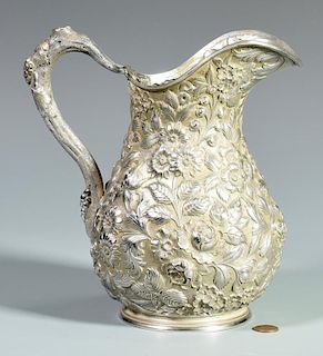 Baltimore Sterling Silver Repousse Floral Pitcher