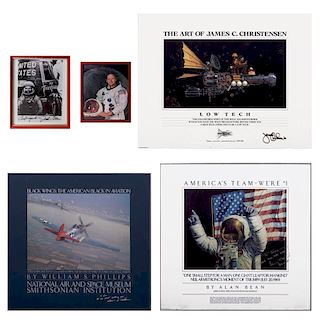 A Group of Five Aerospace and Aviation Autographed Memorabilia,