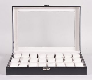 A lot of eight cases for storing or displaying wrist or pocket watches