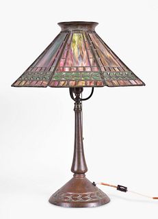 An early 20th century Handel overlay table lamp