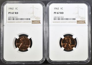 (2) 1962 LINCOLN CENTS NGC PF 67 RD