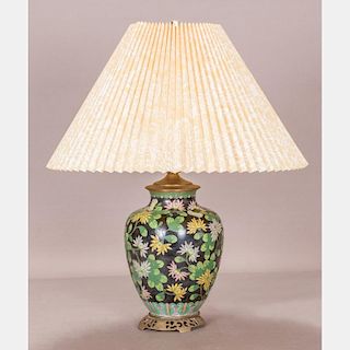 A Chinese Cloissone Vase, Mounted as a Lamp.