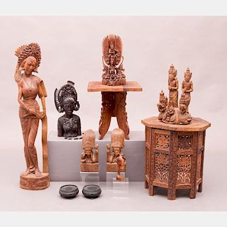A Miscellaneous Collection of Indonesian Carved Hardwood Figures, c. 1964,