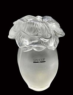 Saint Barth, A French Lalique Frosted Crystal Vase, Signed