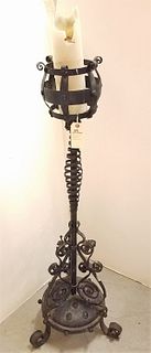 19TH C WROUGHT ADJUSTABLE TORCHERE 51 1/2" CORDTS MANSION