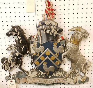 POLYCHROMED WOOD COAT OF ARMS 17 1/2" X 22" PRINCE PHILLIP