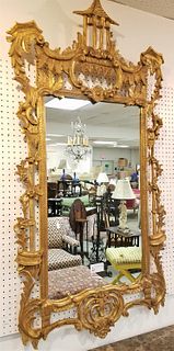 GILTWOOD CHINESE CHIPPENDALE STYLE FRAMED MIRROR 65"H X 34"