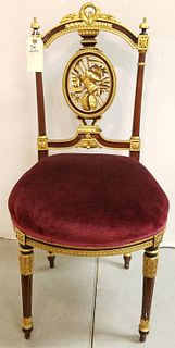 C1890 CARVED AND PARCEL GILT SIDE CHAIR CORDTS MANSION